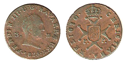 3 maravedis 1825. Pamplona